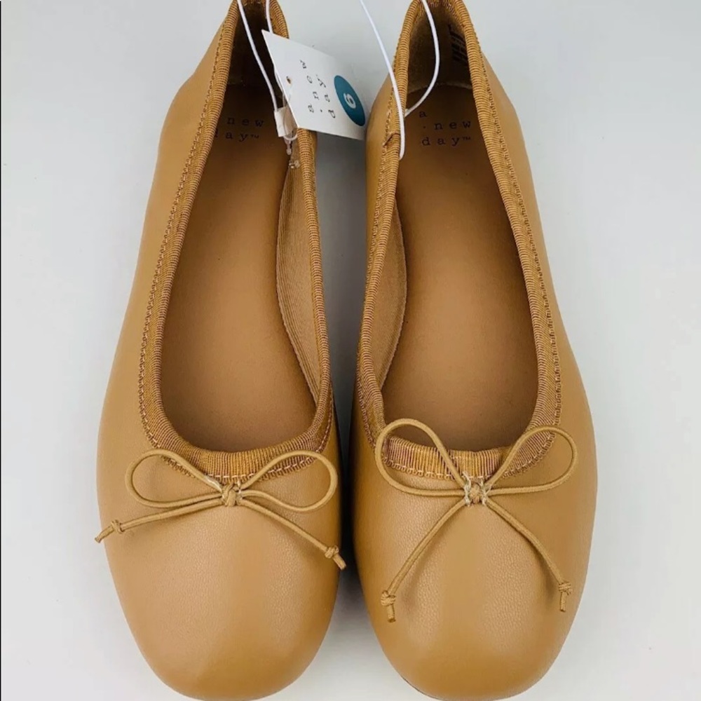 A New Day Women's Faux Leather Bow Ballet Flats